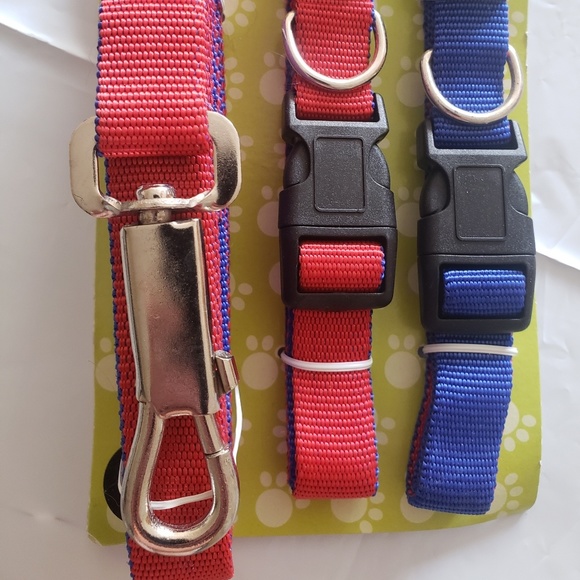 Dual-Colored Nylon Leash and Collars Set. - Picture 1 of 8